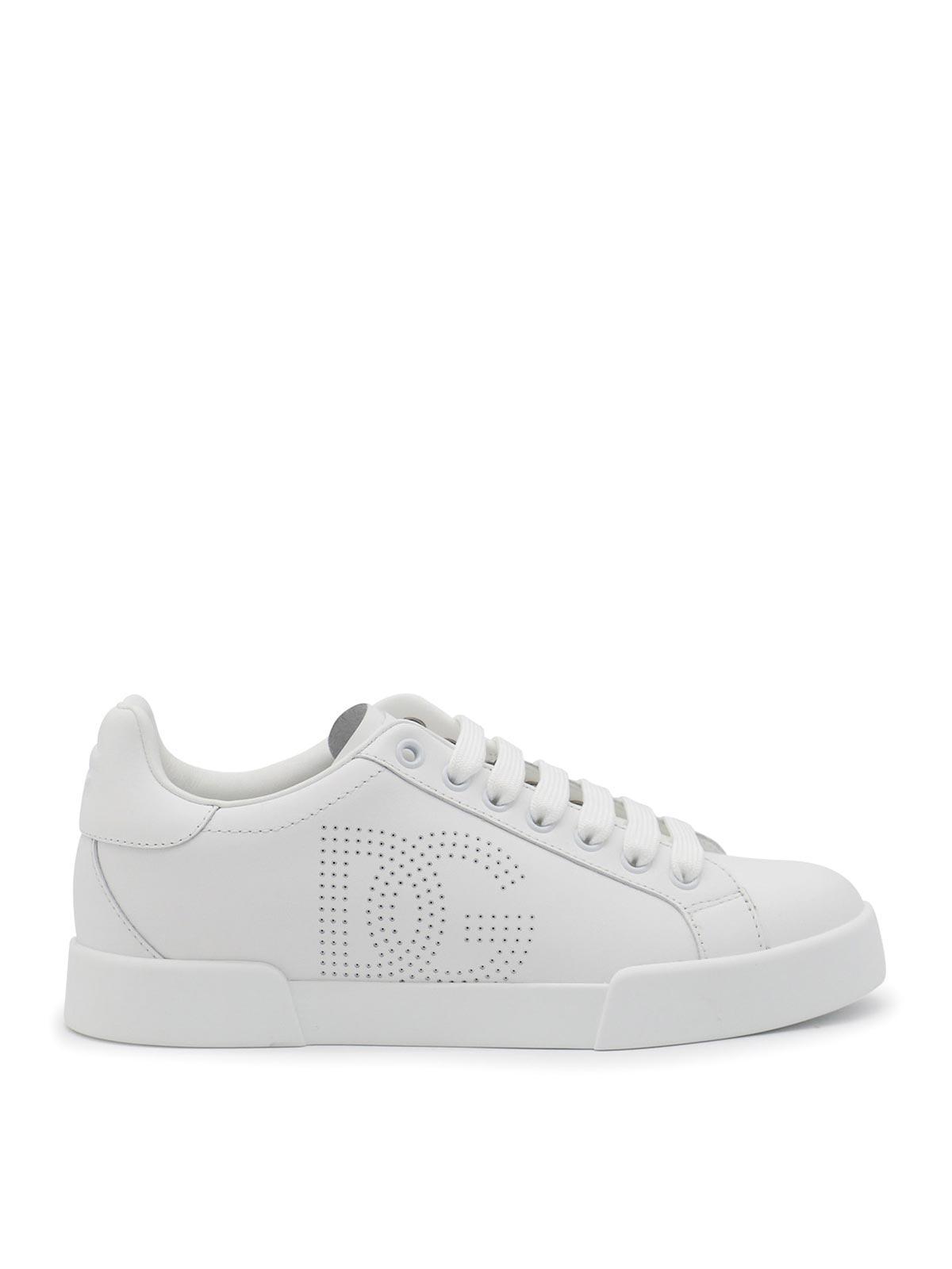 DOLCE & GABBANA White Leather Sneakers Product Image