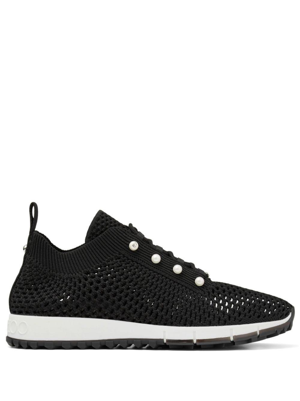 Veles Knit Pearly Lace-up Sneakers In Black Product Image