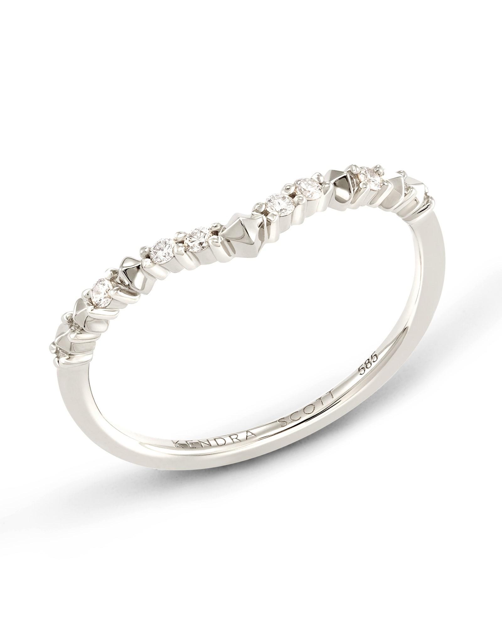 Jaclyn 14k White Gold Band Ring in White Diamond Product Image