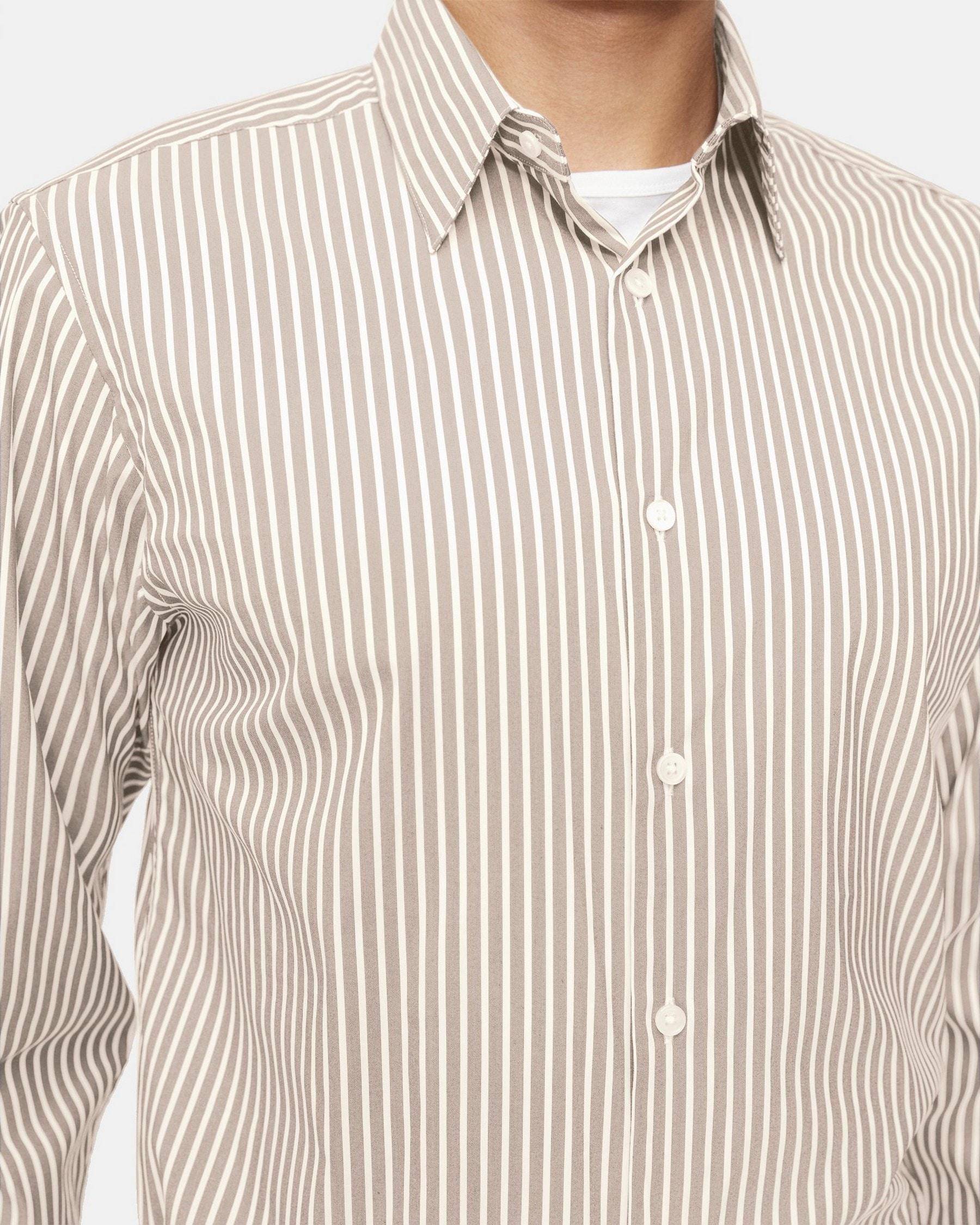 Standard-Fit Shirt in Striped Stretch Cotton Product Image