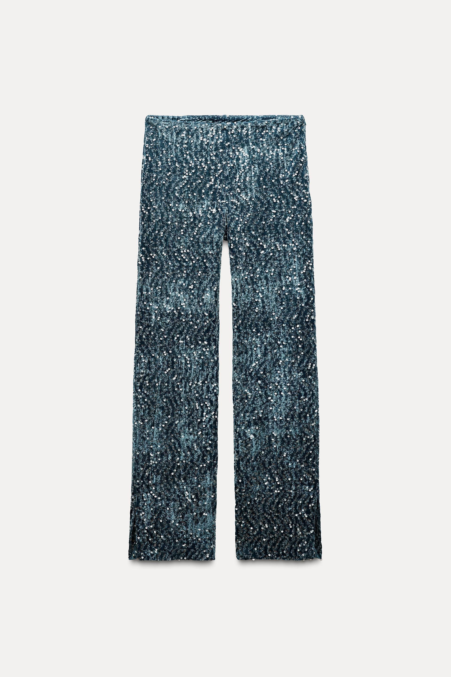 VELVET SEQUIN PANTS Product Image