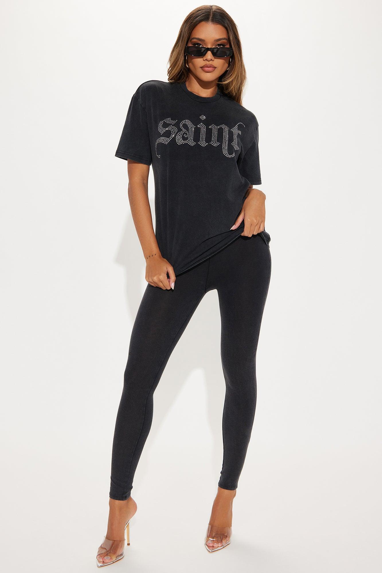 Saint Bling Washed Legging Set - Black Product Image