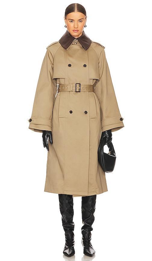 L'Academie Aura Trench Coat in Beige. Product Image