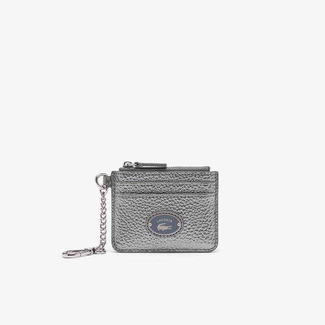 Women's Lacoste Snap Hook Grained Leather Card Holder Product Image