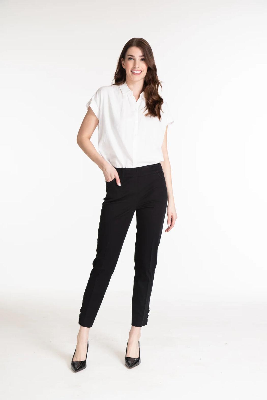 PULL-ON 3-BUTTON HEM VENT ANKLE PANT - NAVY ONLY Female Product Image