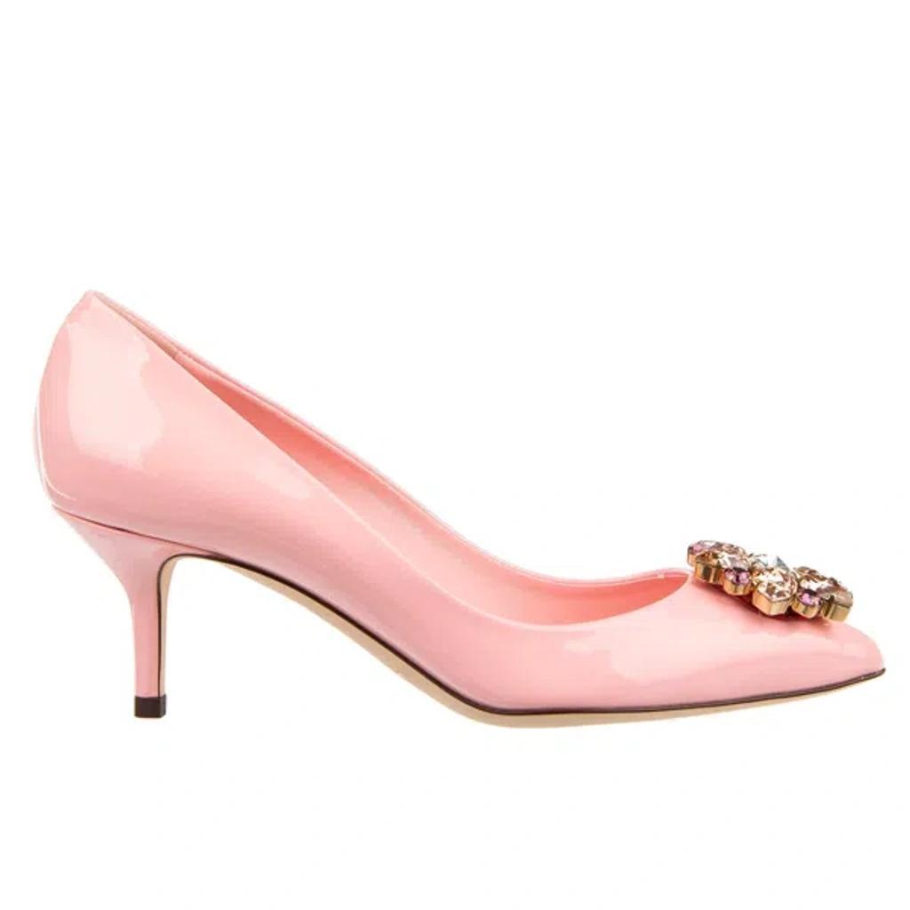 DOLCE & GABBANA Pink Patent Leather Crystal Heels Pump Shoes Product Image