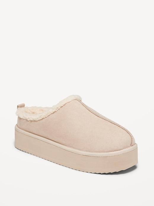 Sherpa-Lined Platform Slippers Product Image