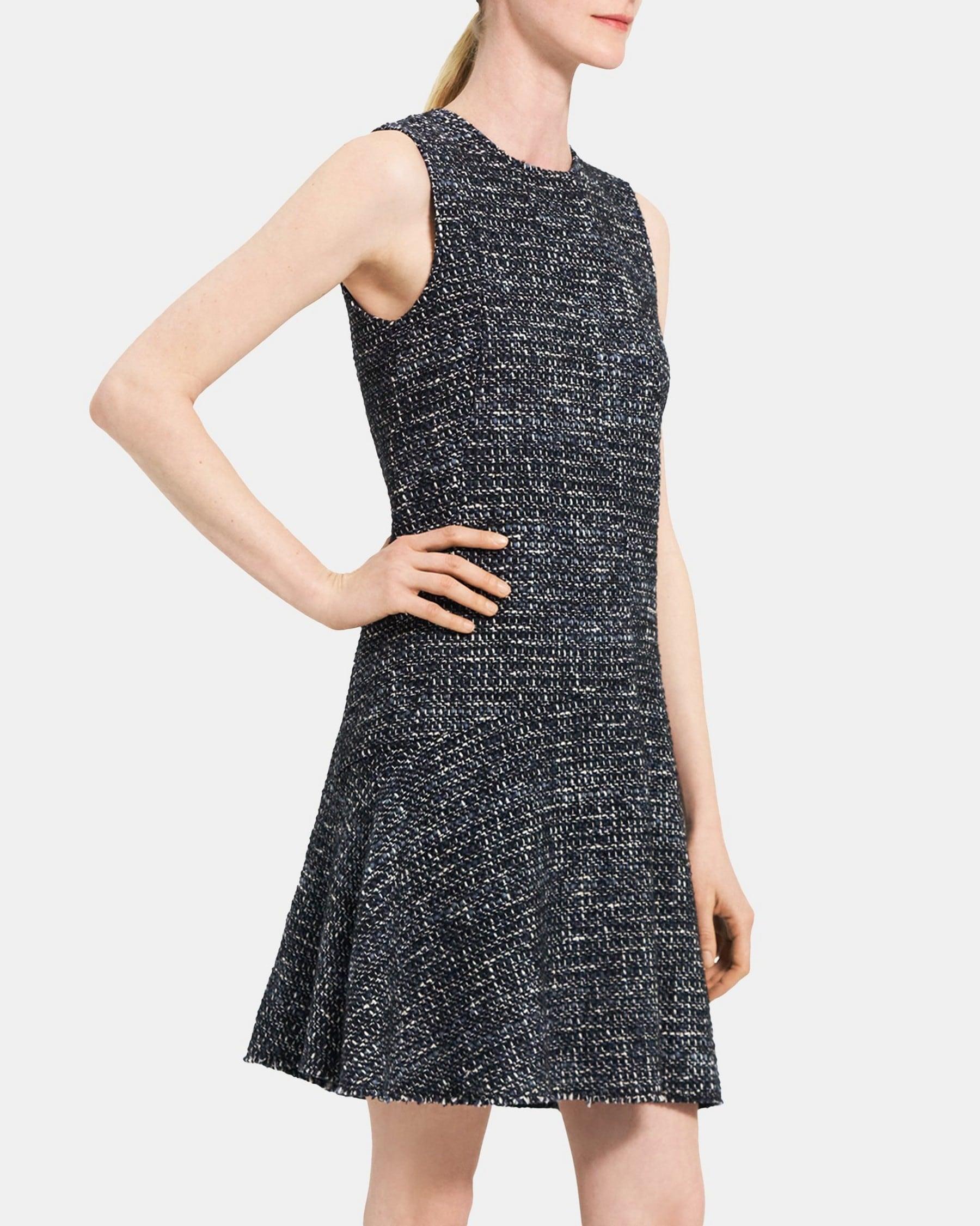 Asymmetrical Shift Dress in Wool-Blend Tweed Product Image