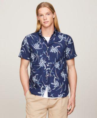 Tommy Hilfiger Mens Short Sleeve Tropical Print Button-Down Shirt Product Image