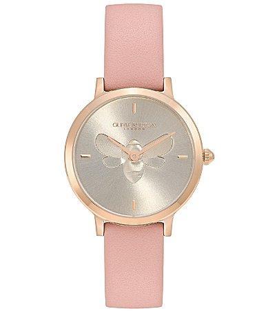 Olivia Burton Signature Bees Leather Strap Watch, 28mm Product Image