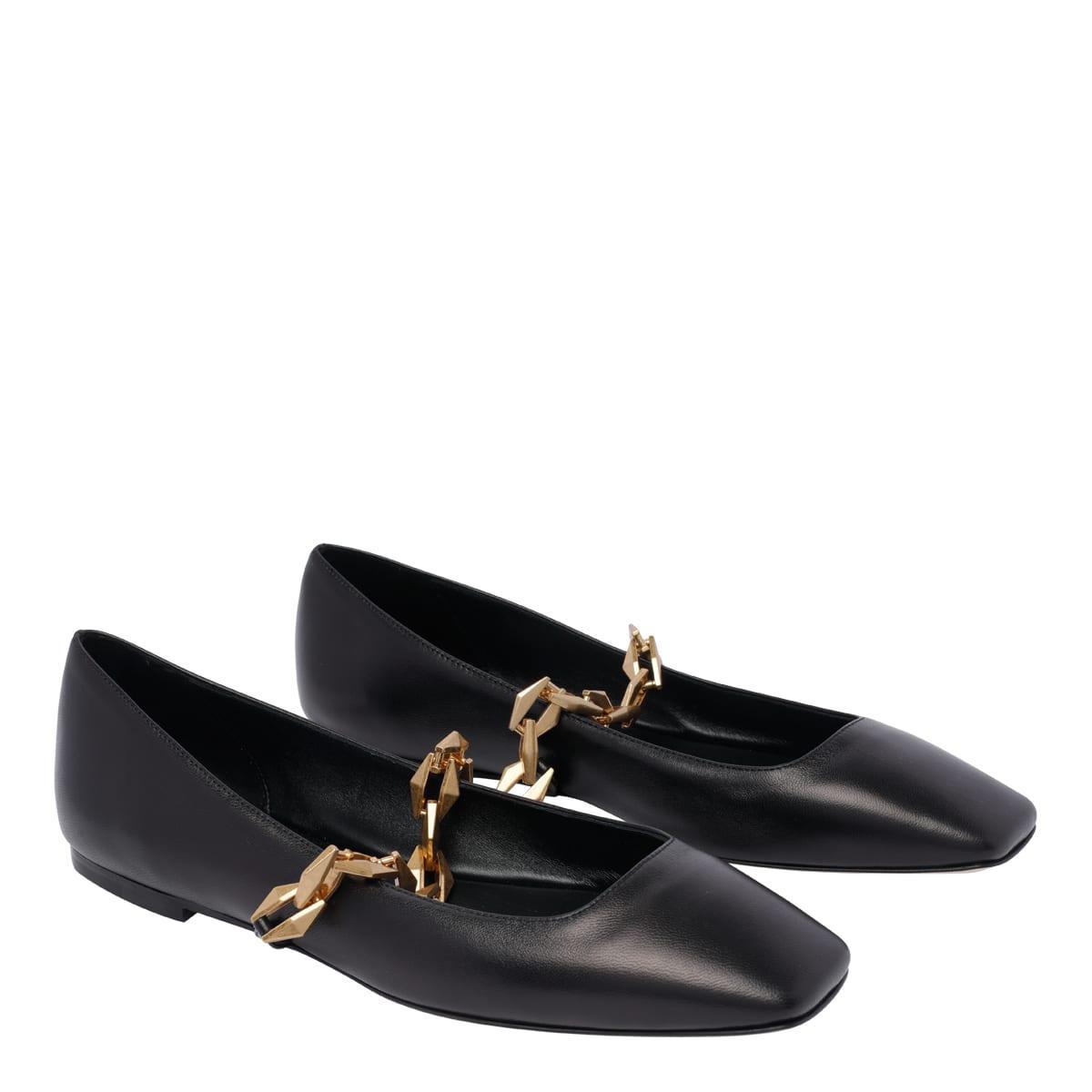 Diamond Tilda Embellished Leather Flats In Black Product Image