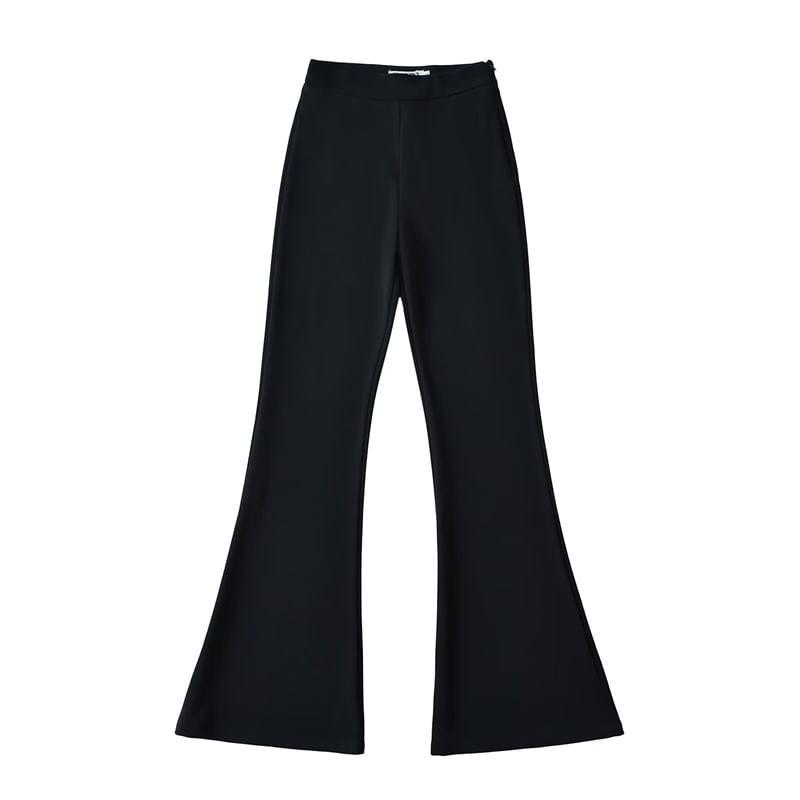 High Rise Plain Flared Pants Product Image