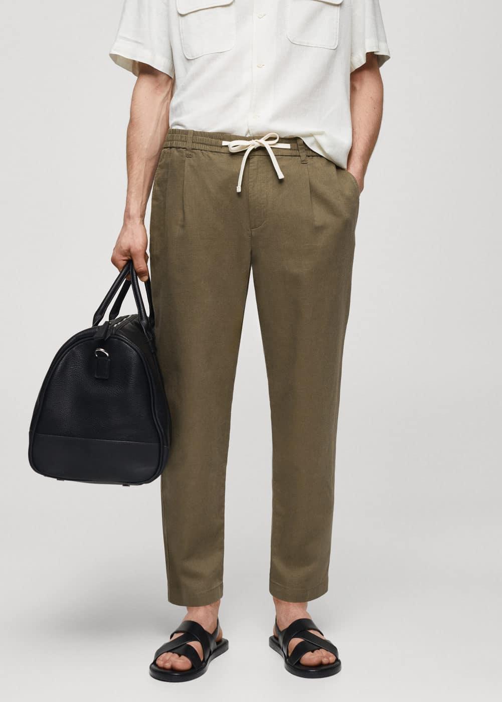 Mango Mens 100 Linen Regular Fit Shirt Pants Set Product Image