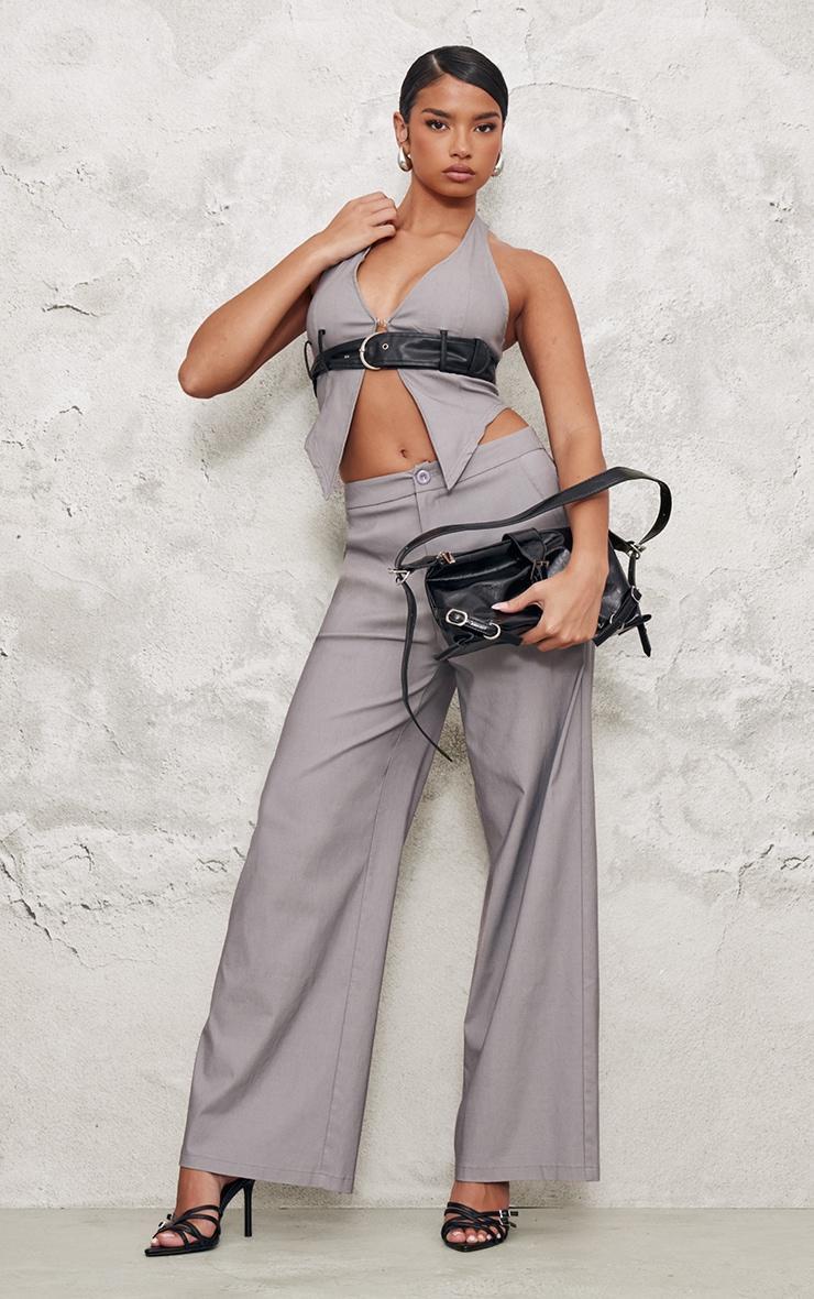 Grey Tailored Wide Leg Trousers product image