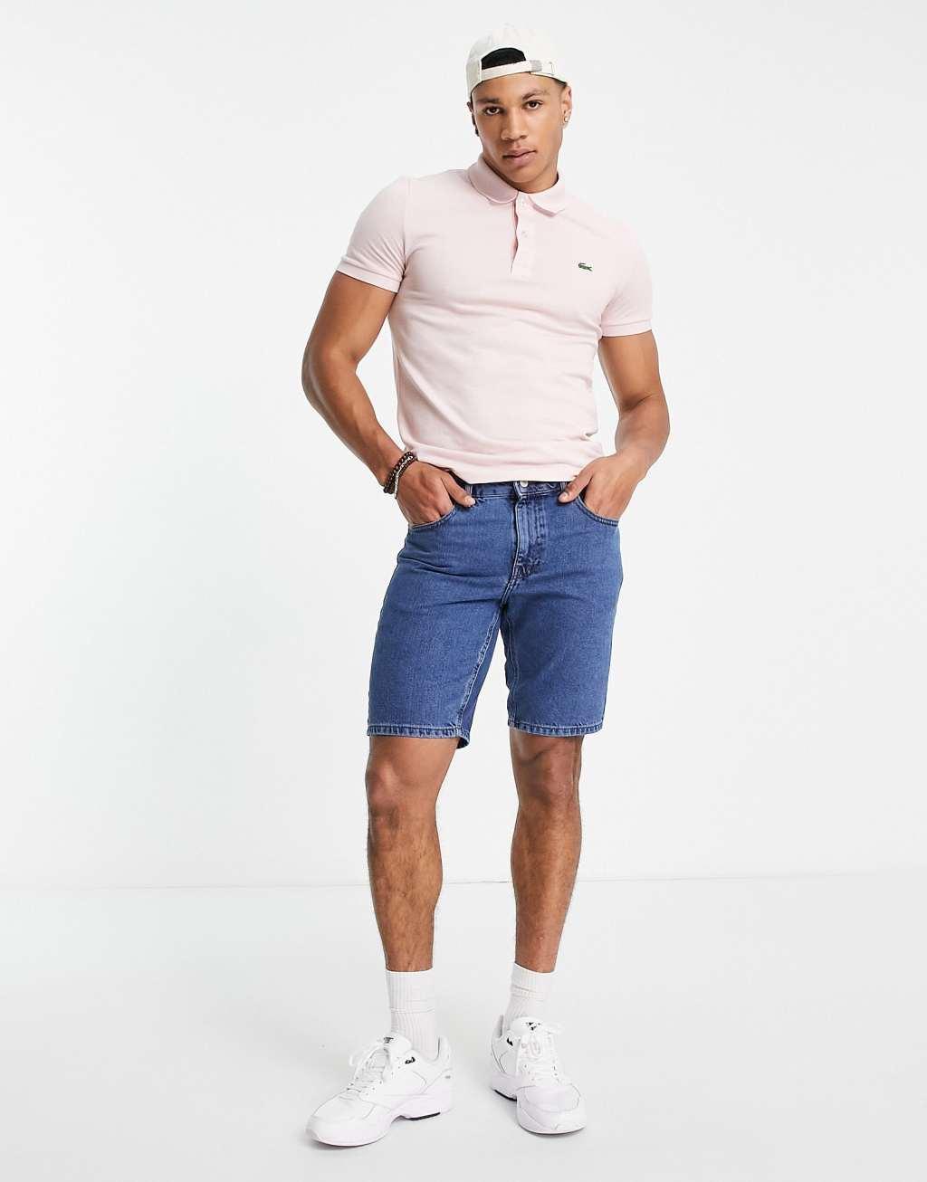 Lacoste slim fit pique polo in pink Product Image