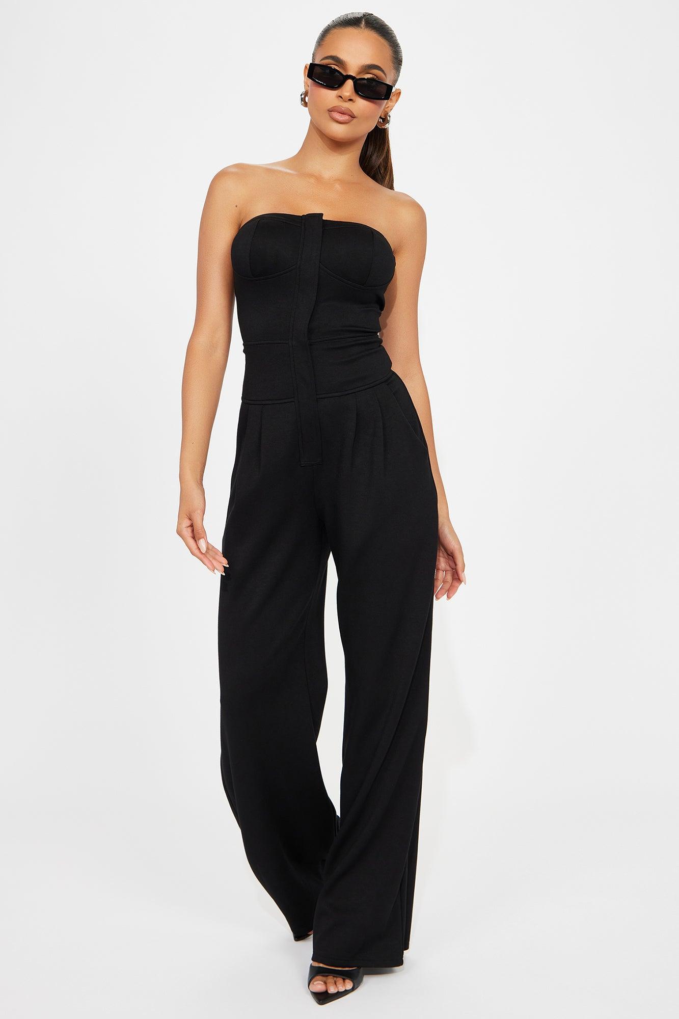 Push The Button Jumpsuit  - Black Product Image