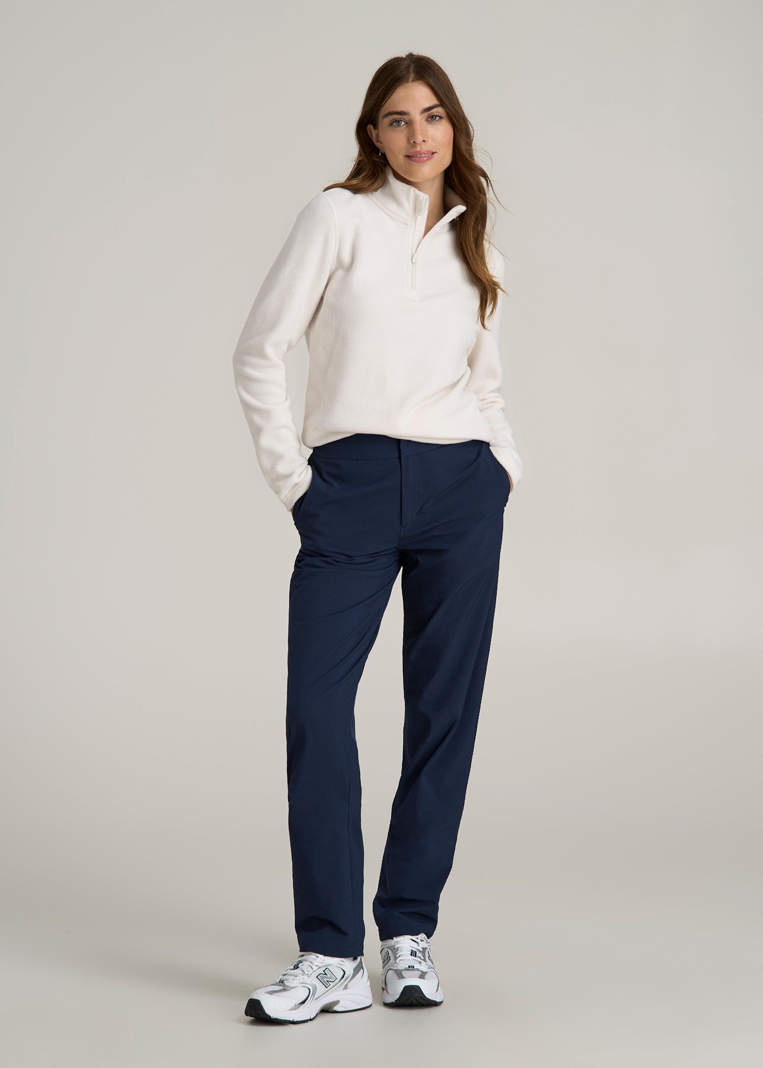 Pull On Fleece Lined Trouser Pants for Tall Women in Navy Product Image