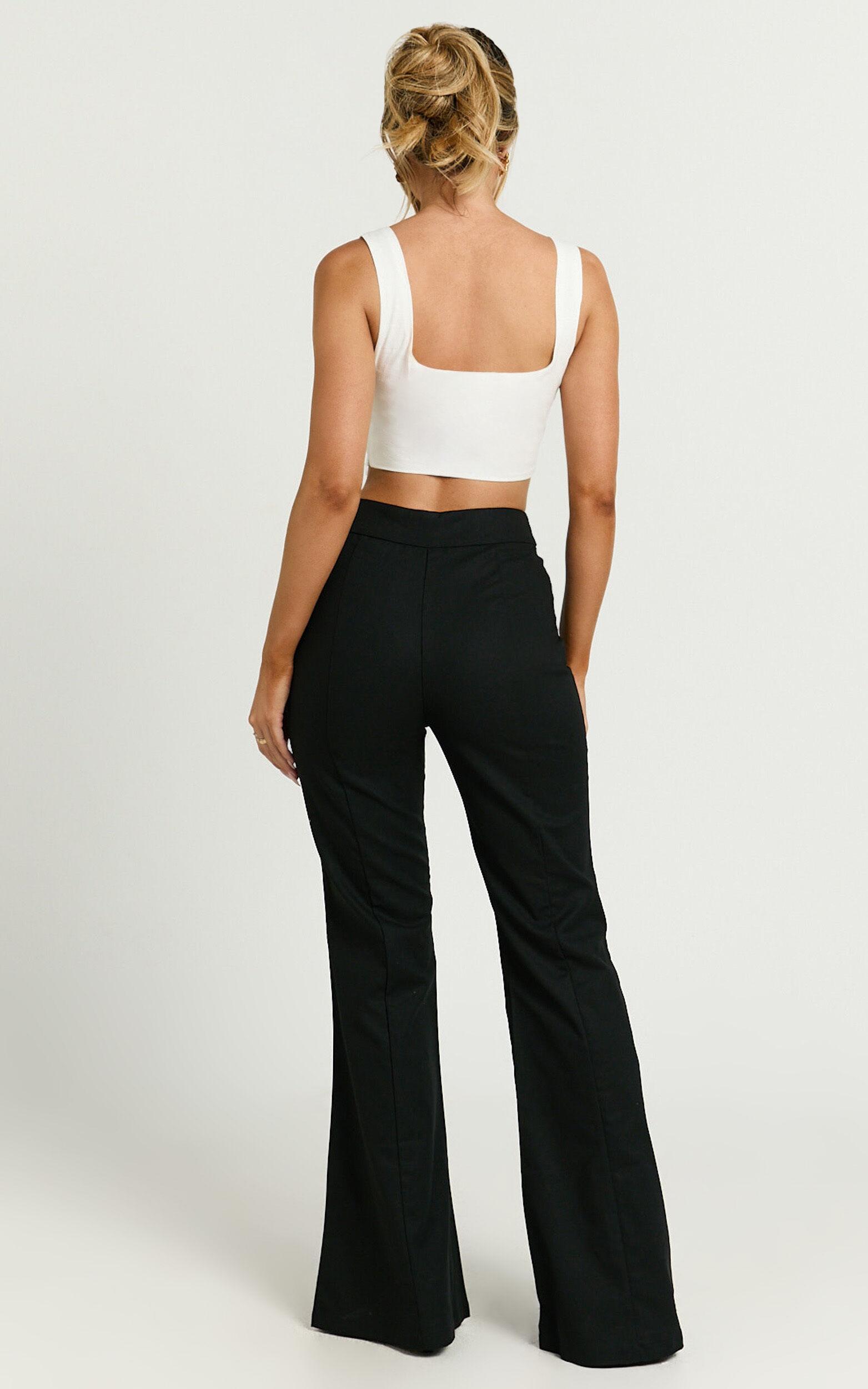 Jamir Pants - Linen Look High Waisted Fit and Flare Pants in Black Product Image