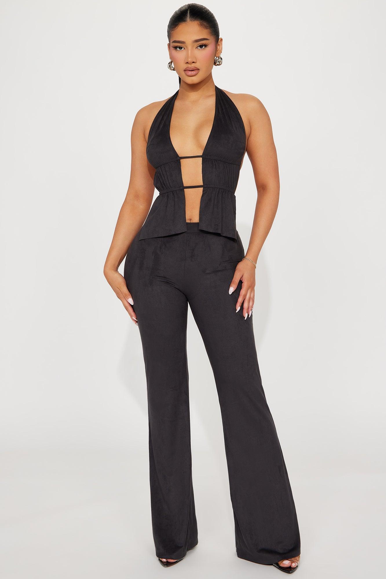 Nashville Faux Suede Pant Set - Black Product Image