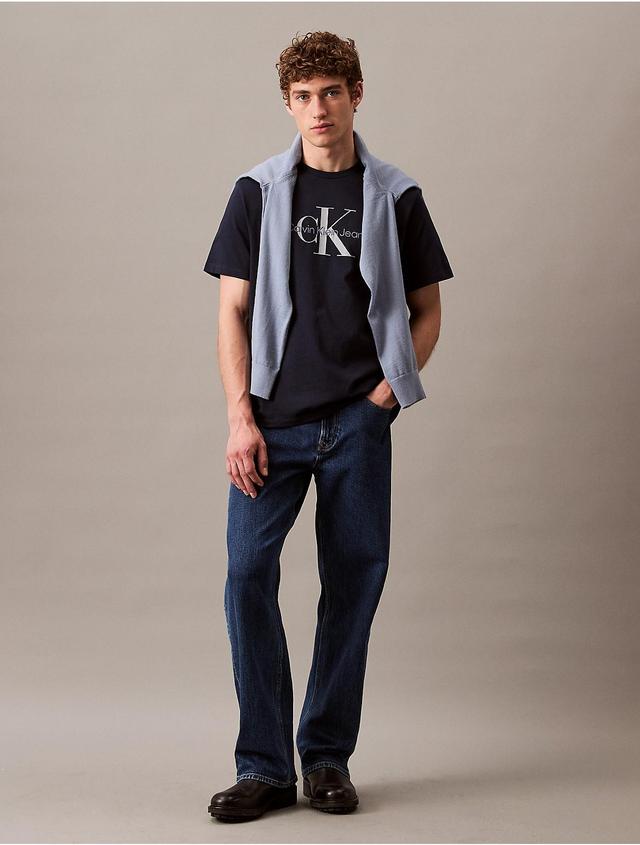 Calvin Klein Mens Monogram Logo Graphic Classic Crewneck T-Shirt - Blue - XXL Product Image