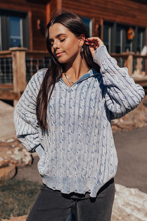 Sunday in St. Cloud Cable Knit Sweater in Airy Blue Product Image