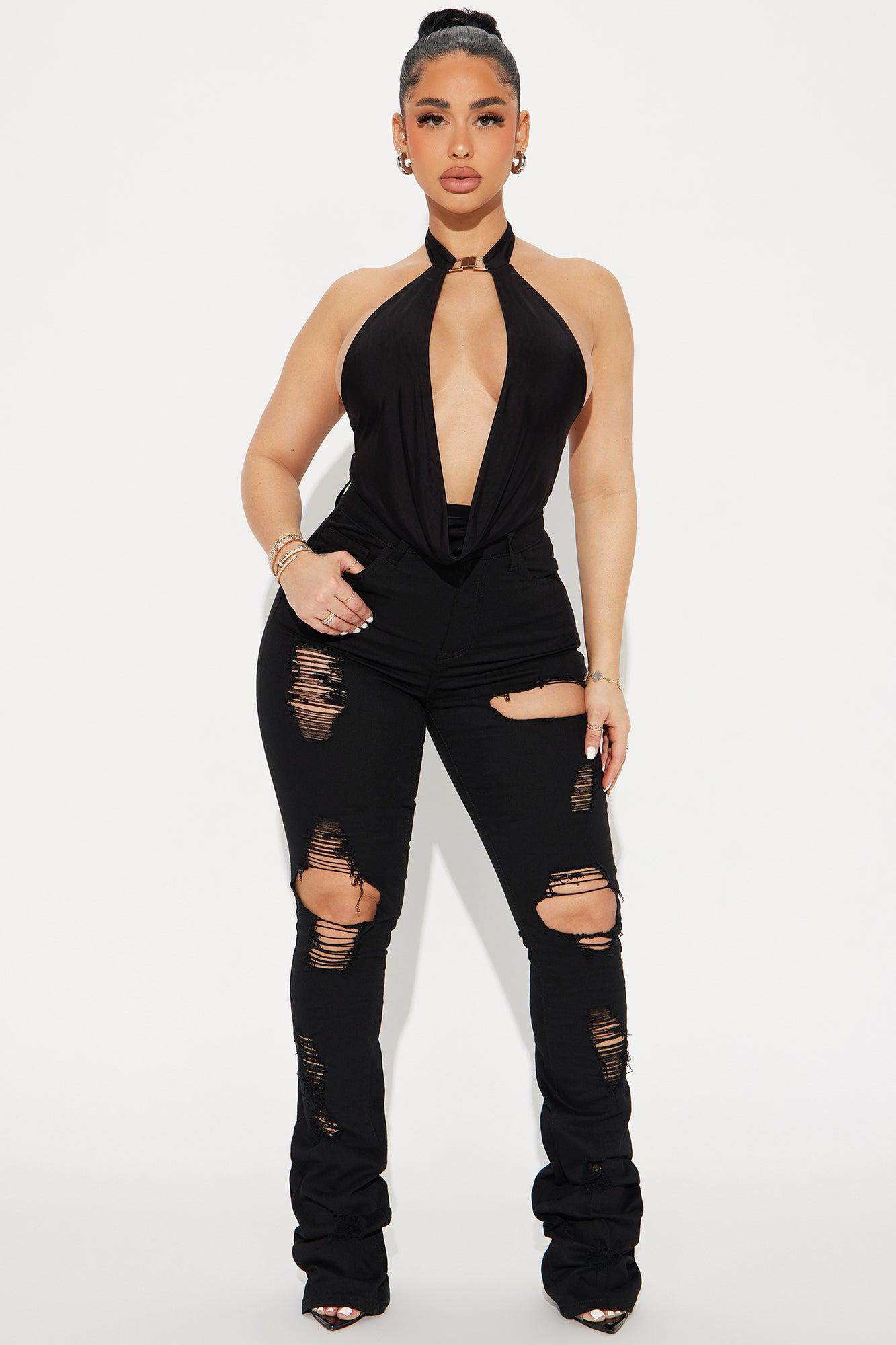 Claw You Up Distressed Flare Pant - Black Product Image