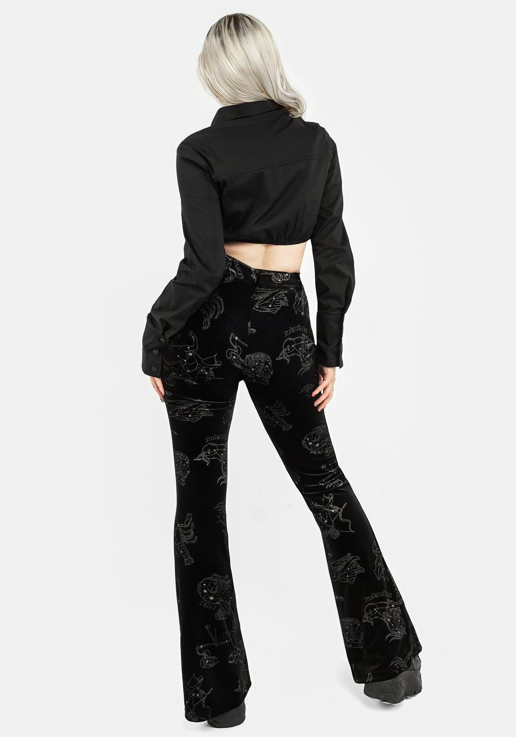 Zodiac Foil Print Split Slim Flare Trousers Product Image