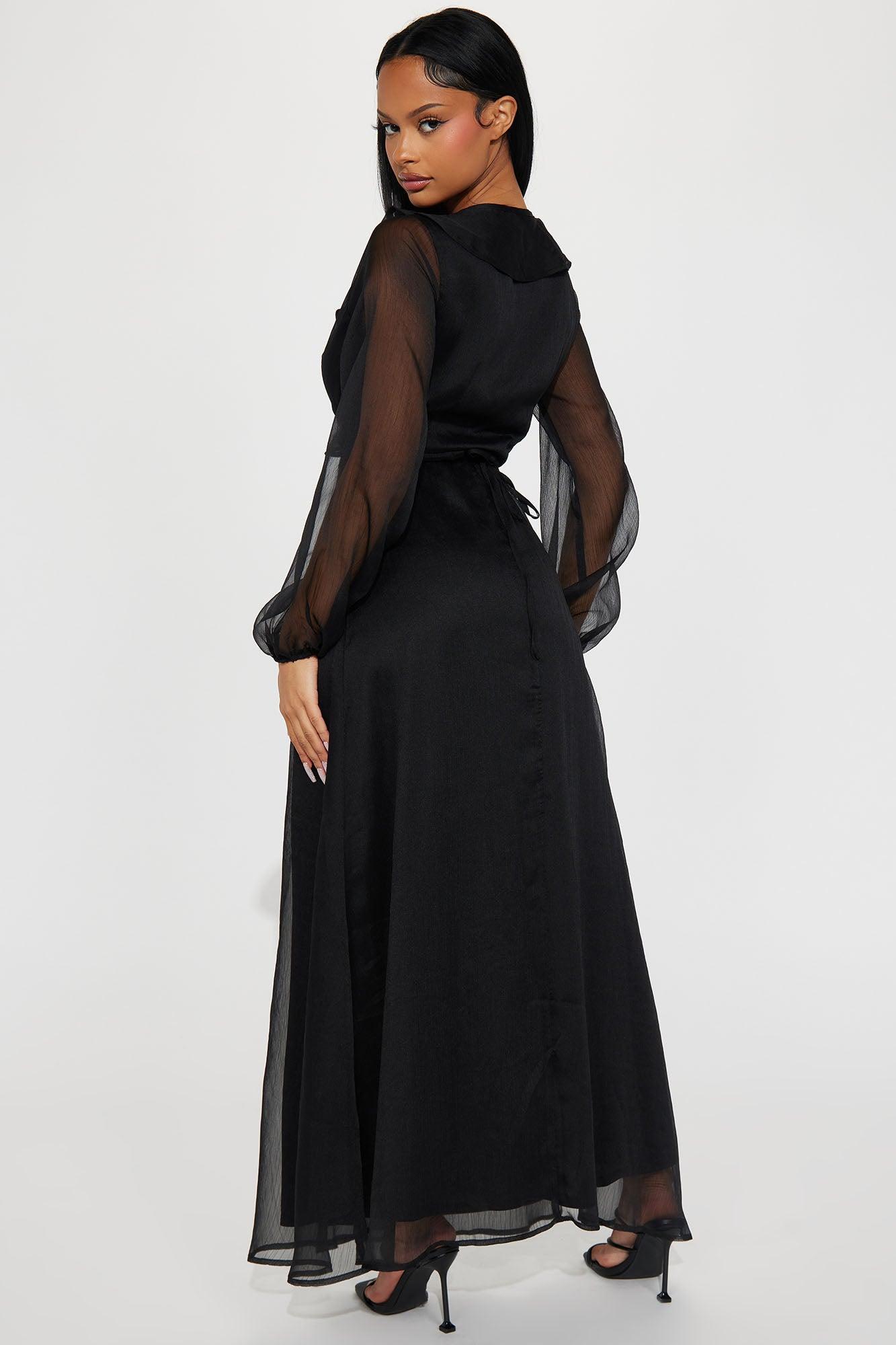 Mariana Ruffle Maxi Dress - Black Product Image