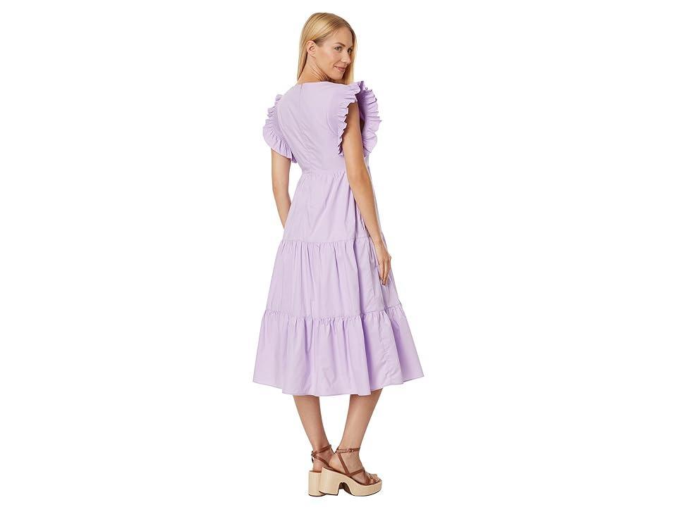 Womens Tiered Flutter-Sleeve Midi-Dress Product Image