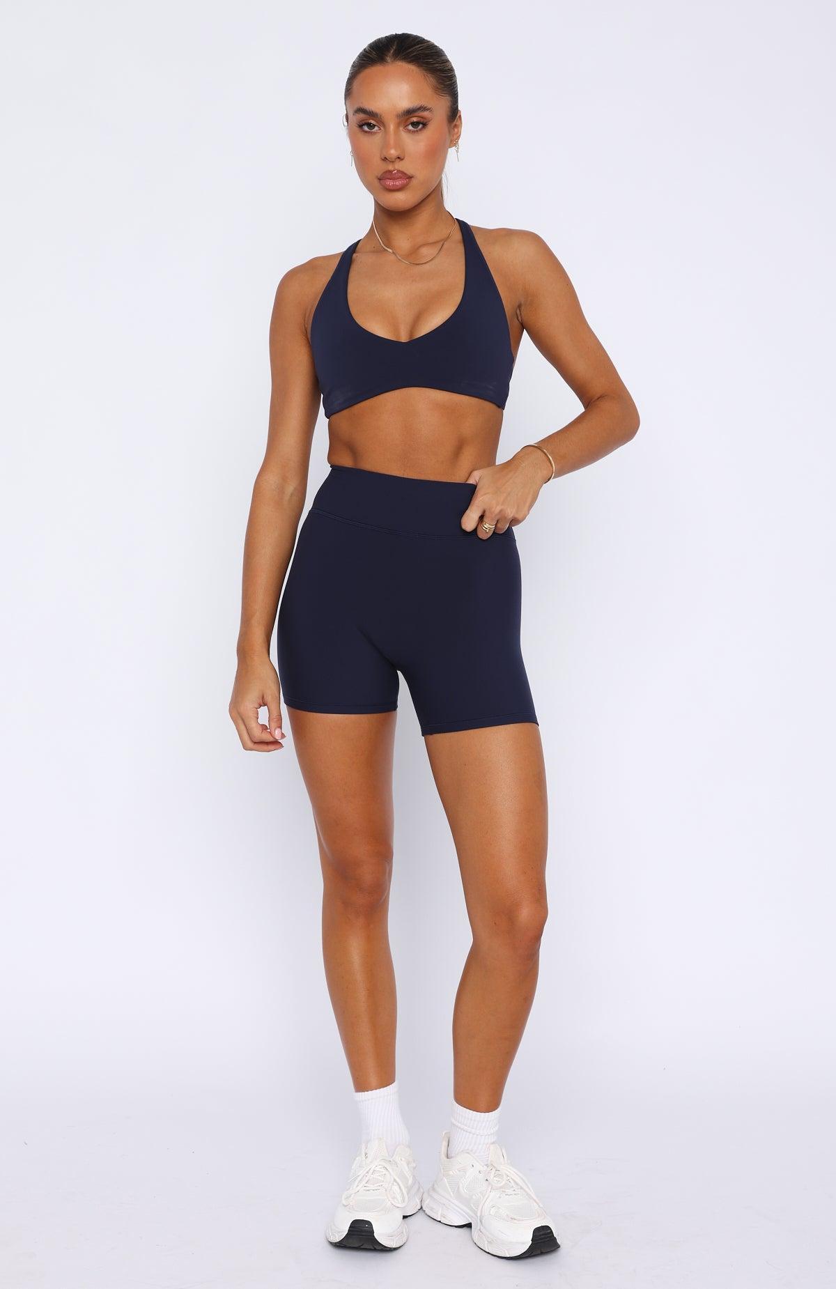 Keep Up High Waisted Shorts 4" Navy Product Image