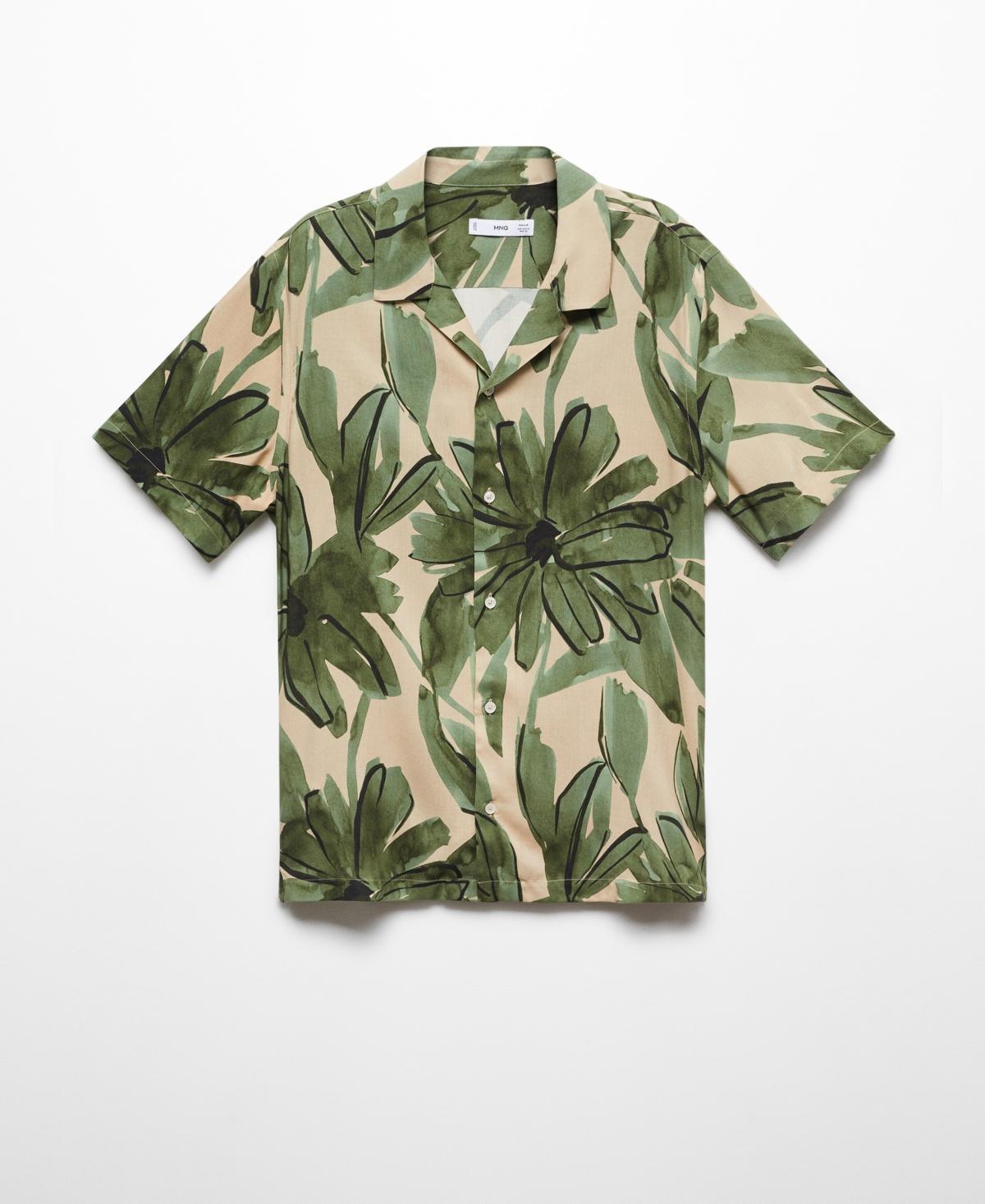 MANGO MAN - Regular fit tropical print shirt greenMen Product Image