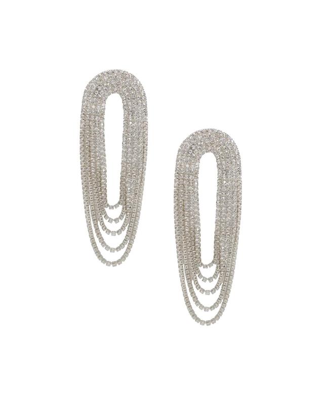 Ettika Crystal Draped Fringe Statement Earrings in Silver Tone Product Image