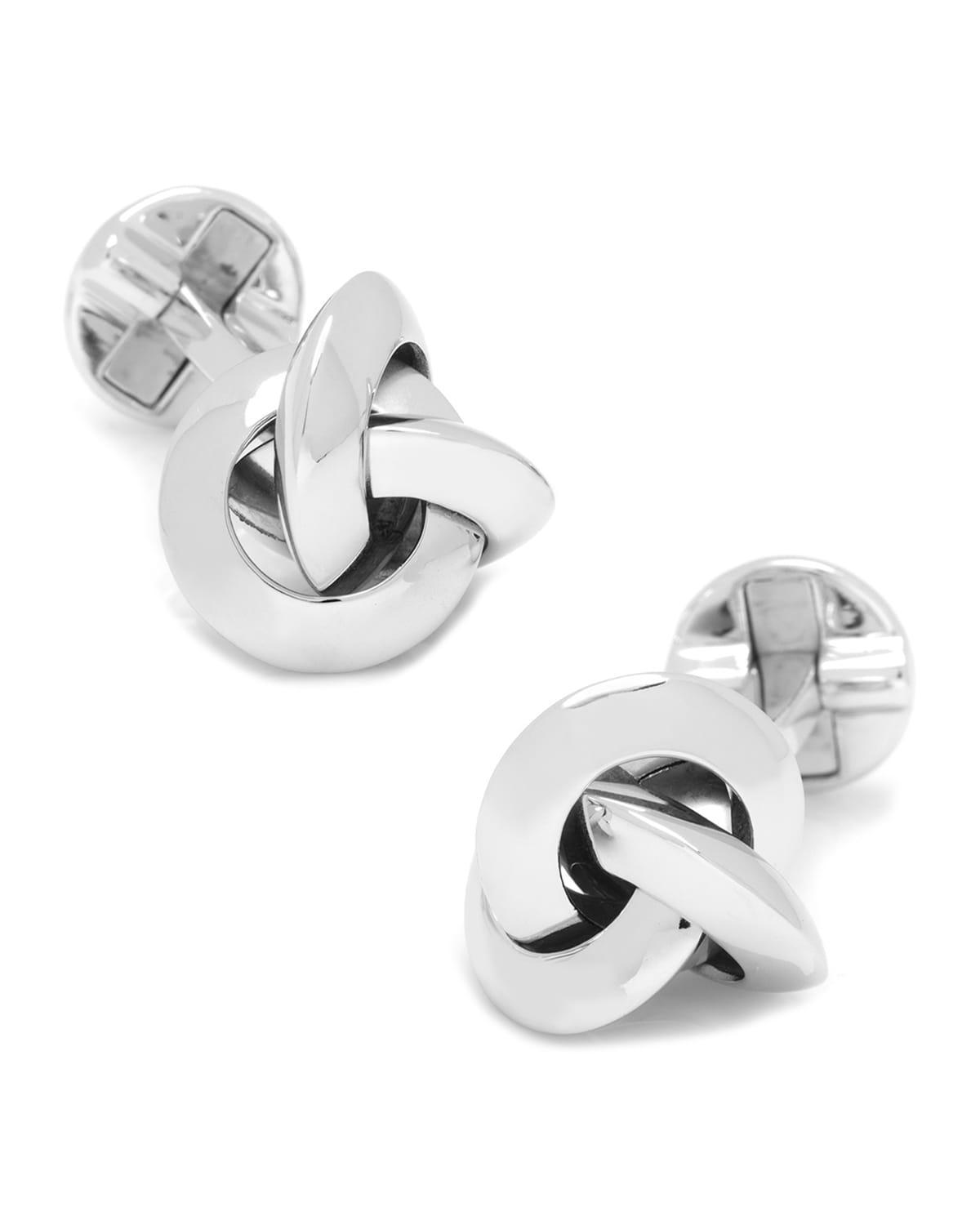 Mens Sterling Silver Knot Cufflinks Product Image