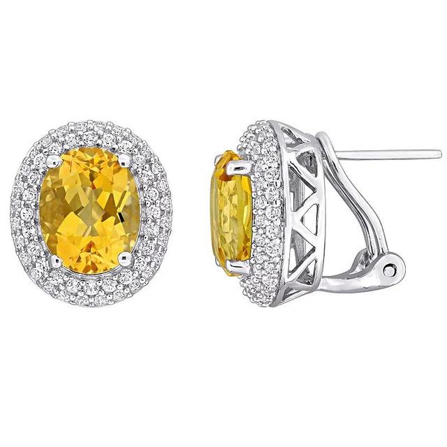 Stella Grace Sterling Silver Citrine & White Topaz Double Halo Earrings, Womens Product Image