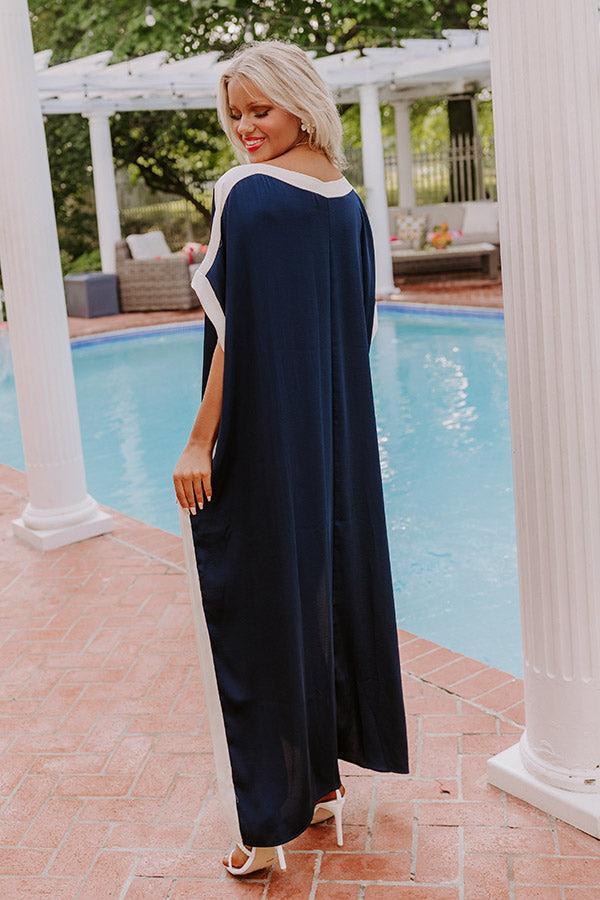 Uptown Happy Hour Caftan Maxi Dress in Navy Product Image