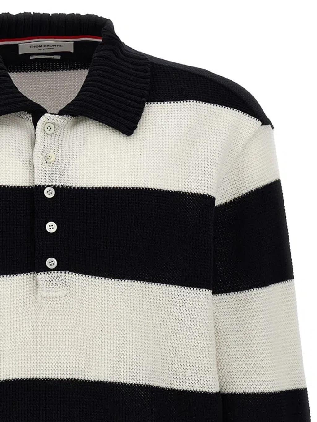 Striped Knitted Polo Shirt In Multicolor Product Image