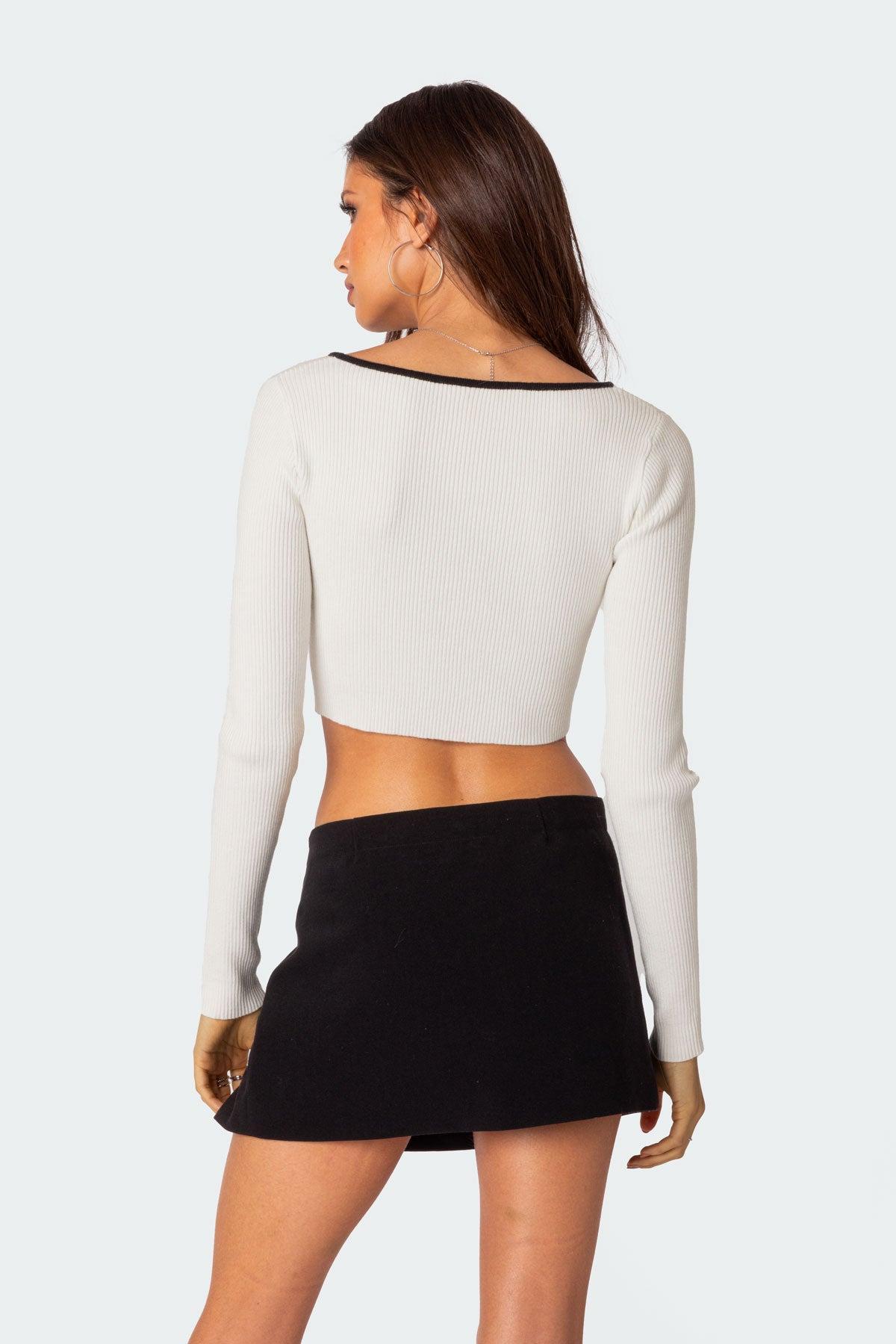 Billy Bow Cut Out Ribbed Crop Top Product Image