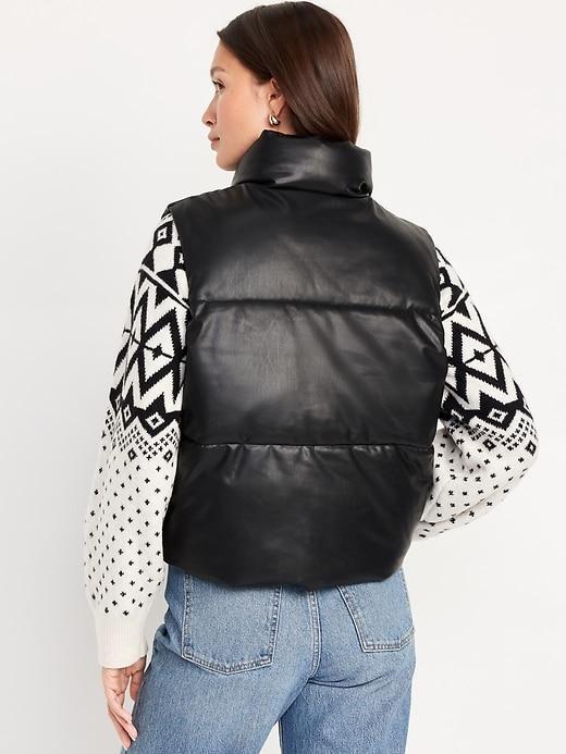 Faux-Leather Puffer Vest Product Image