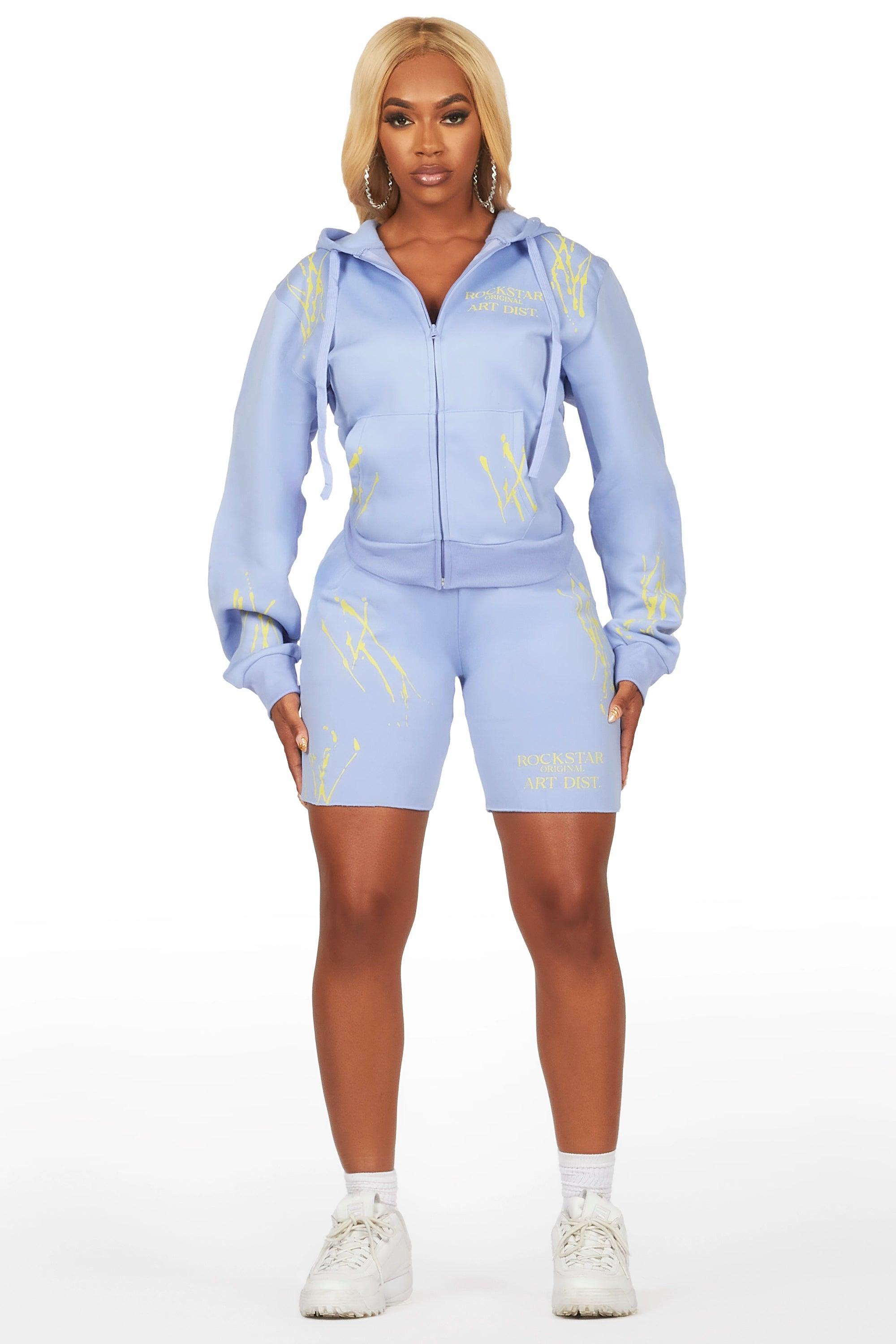 Destinee Periwinkle Zip Up Short Set Female Product Image