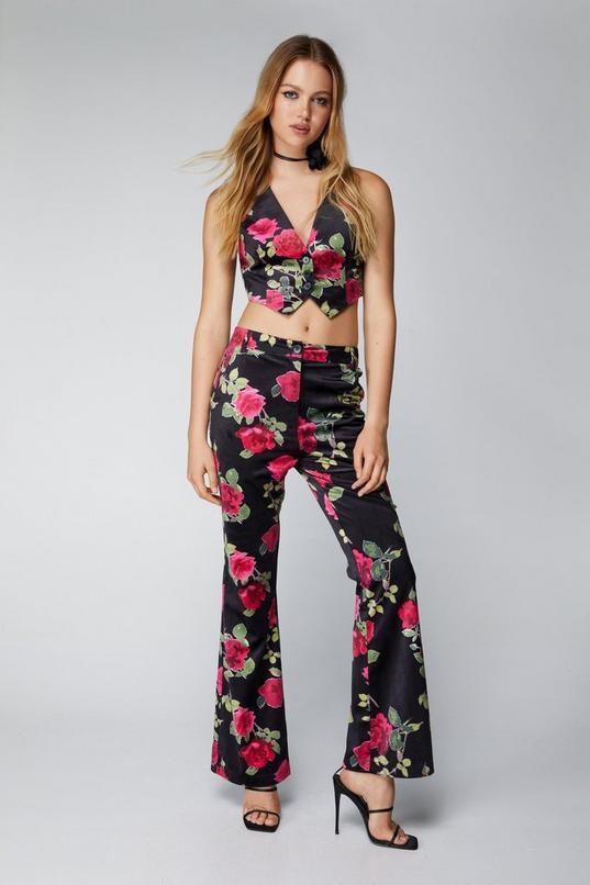 Premium Printed Velvet Flare Pants Product Image