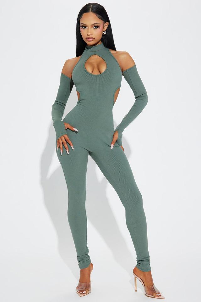 Nia Snatched Jumpsuit - Olive 2 Product Image