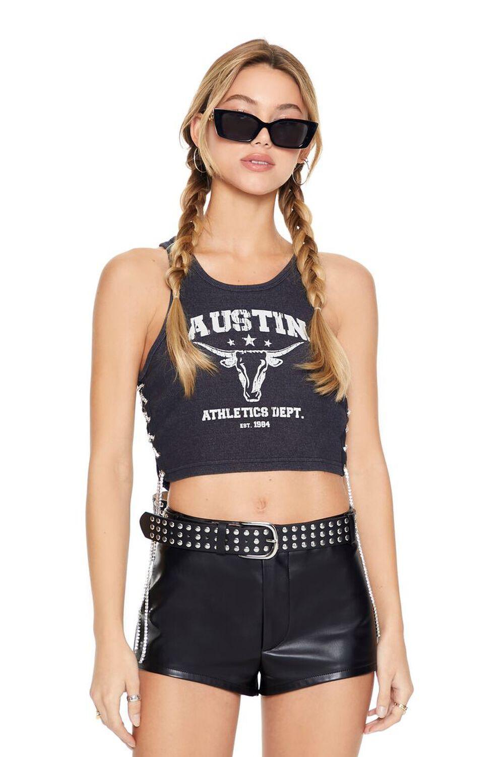 Austin Rhinestone Lace-Up Crop Top | Forever 21 Product Image