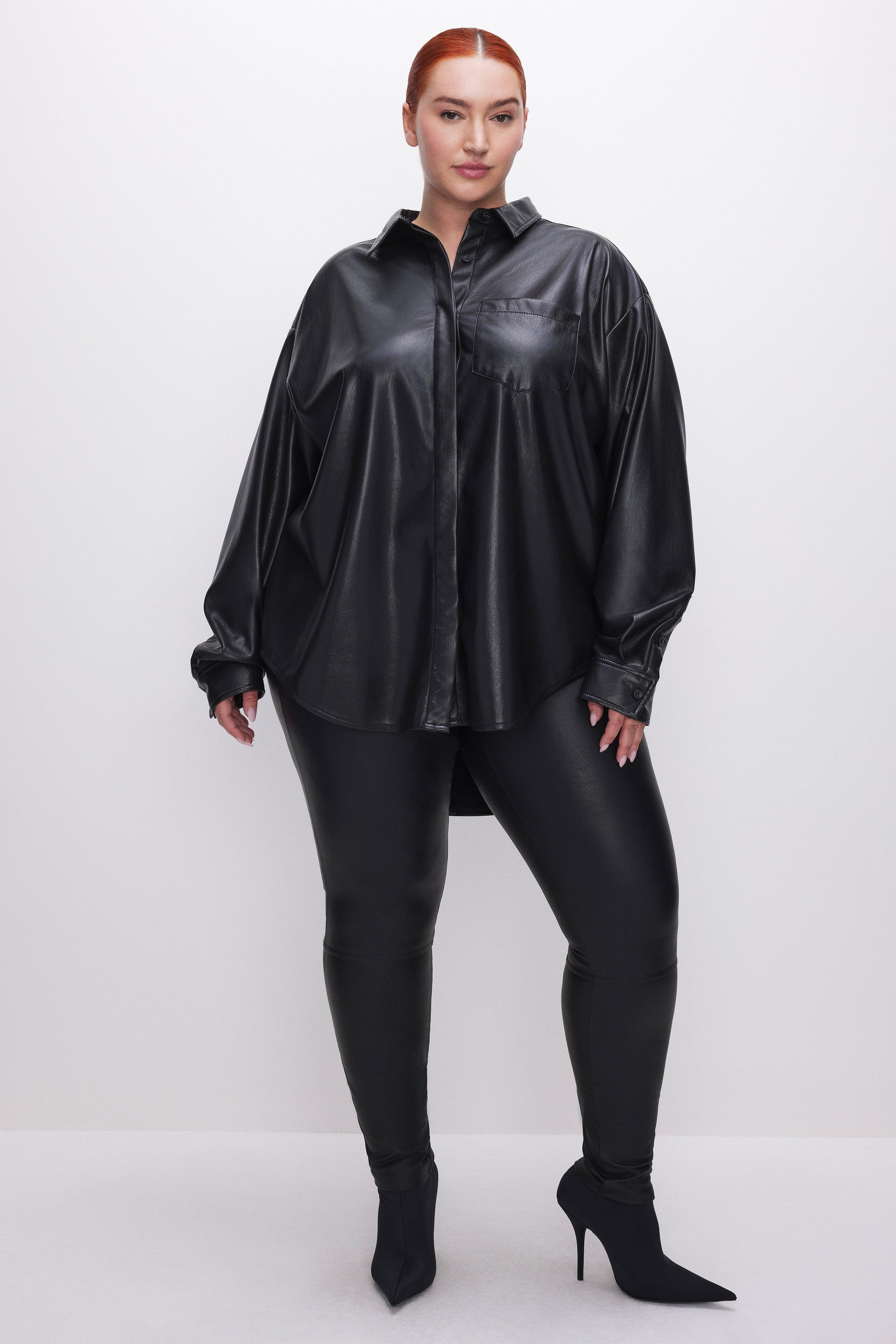 FAUX LEATHER SHIRT | BLACK001 Product Image