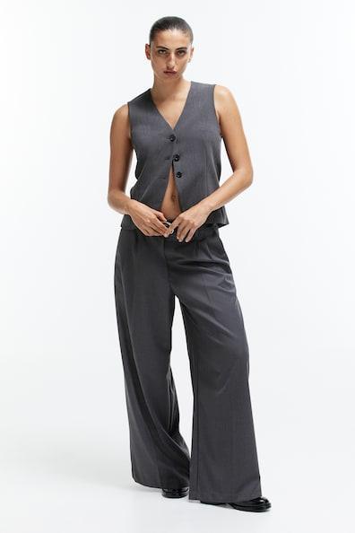 Wide-Leg Twill Pants Product Image