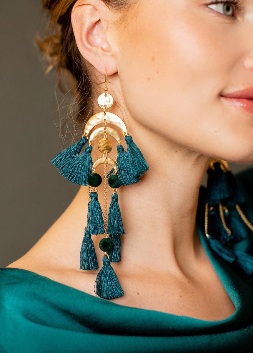 Pomla Earrings in Deep Teal Product Image