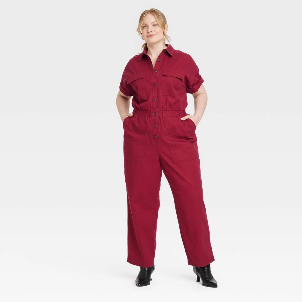 Womens Short Sleeve Boilersuit - Universal Thread Burgundy 30 Product Image