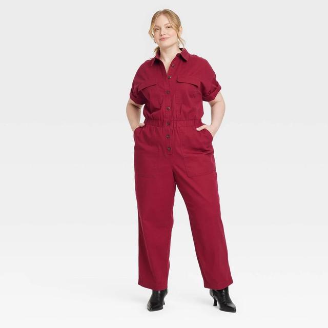 Womens Short Sleeve Boilersuit - Universal Thread Burgundy 17 Product Image