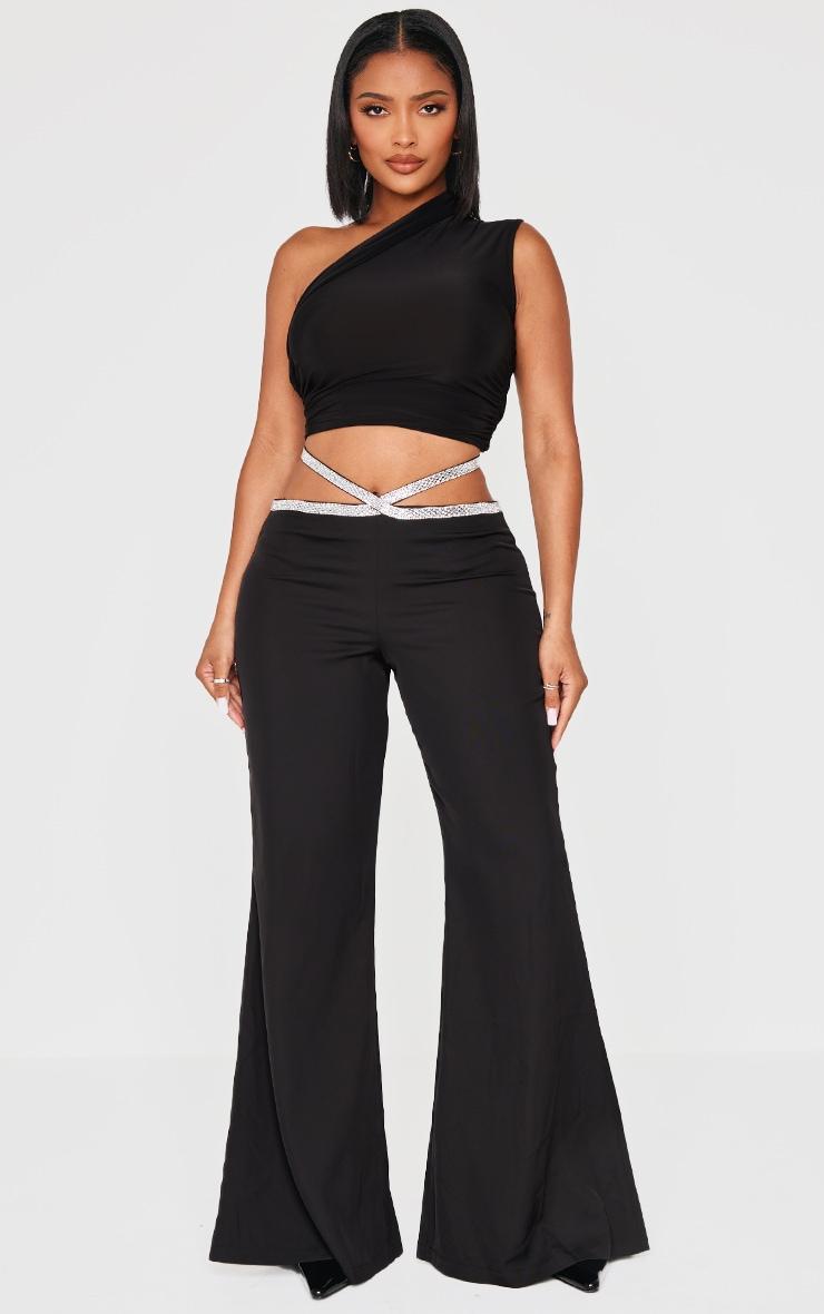 Shape Black Diamante Detail Cut Out Waist Tailored Pant product image