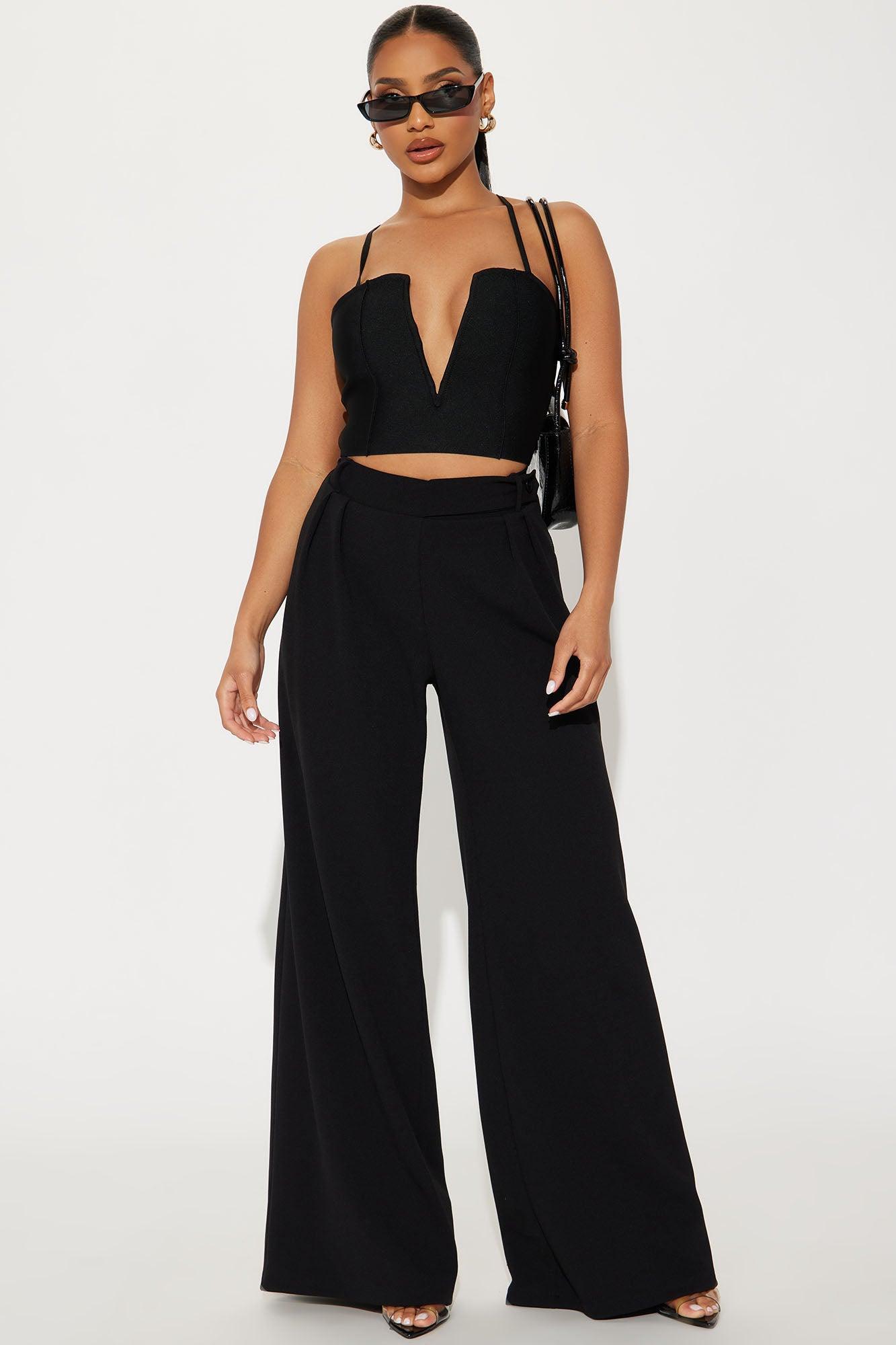 Down The Hall Wide Leg Trouser - Black product image