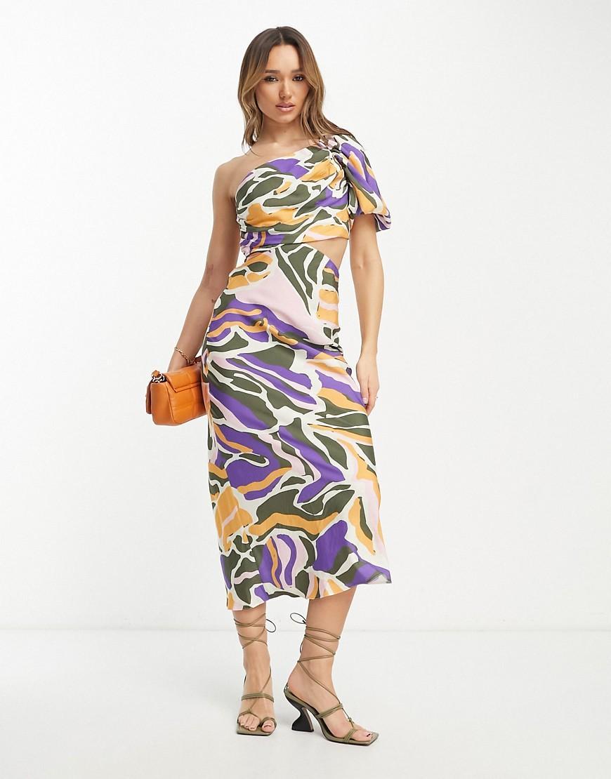 ASOS DESIGN washed one shoulder maxi dress with cut out side waist detail in turquoise Product Image